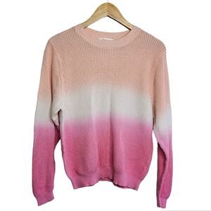 Pastel color block cable knit crew neck pullover sweater small medium